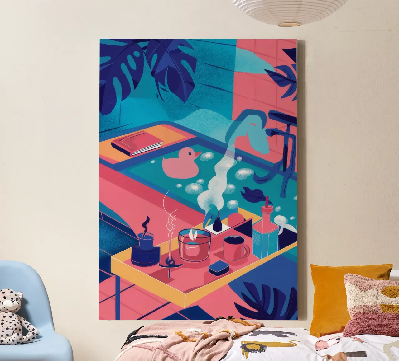 Rooftop Pool Dusk canvas met Baklijst van Muse Artworks
