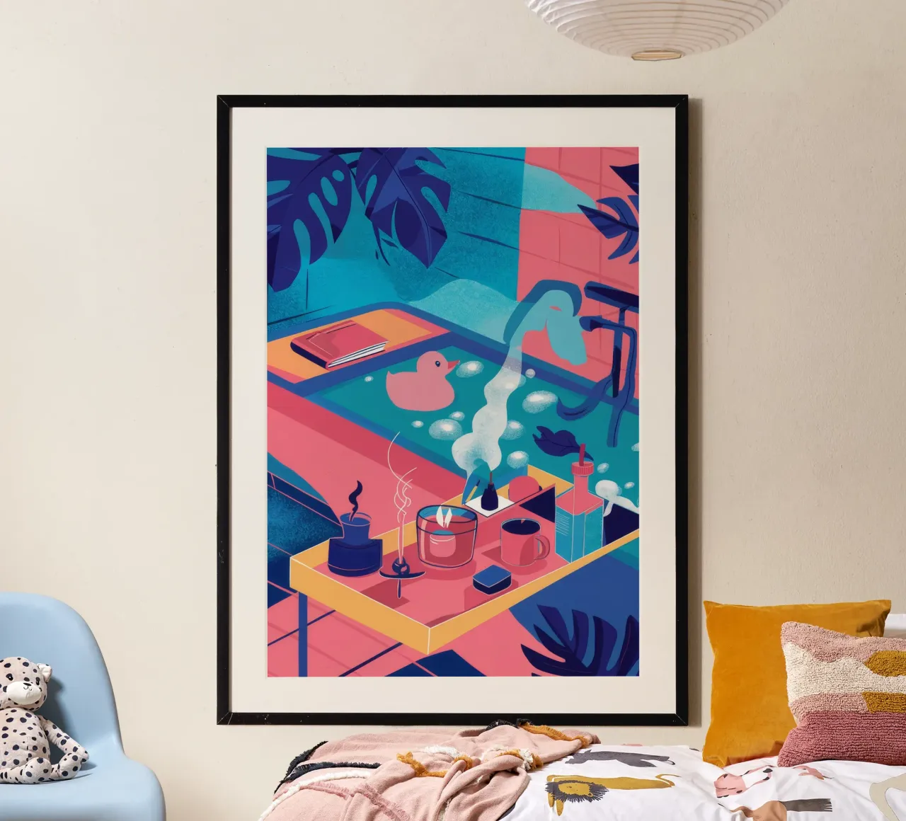 Dachterrasse Pool Dämmerung Poster von Muse Artworks