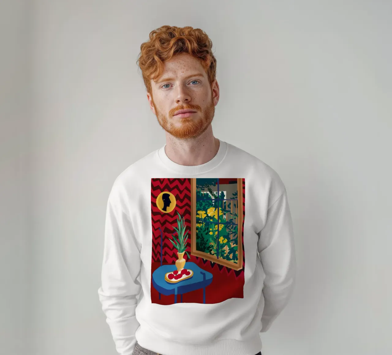 Red Window Cat sweatshirt by Stone Decade