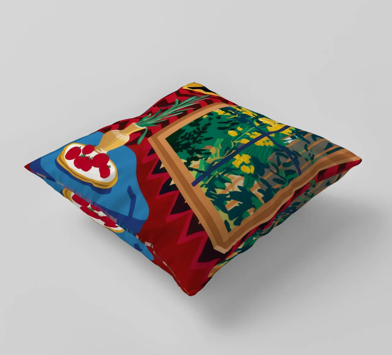 Red Window Cat decorative cushion by Stone Decade