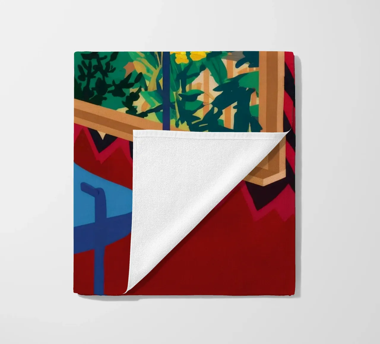 Red Window Cat beach towel by Stone Decade