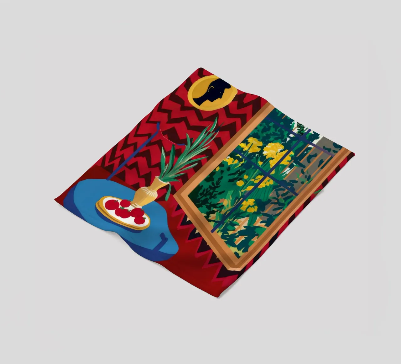 Red Window Cat fleece blanket by Stone Decade