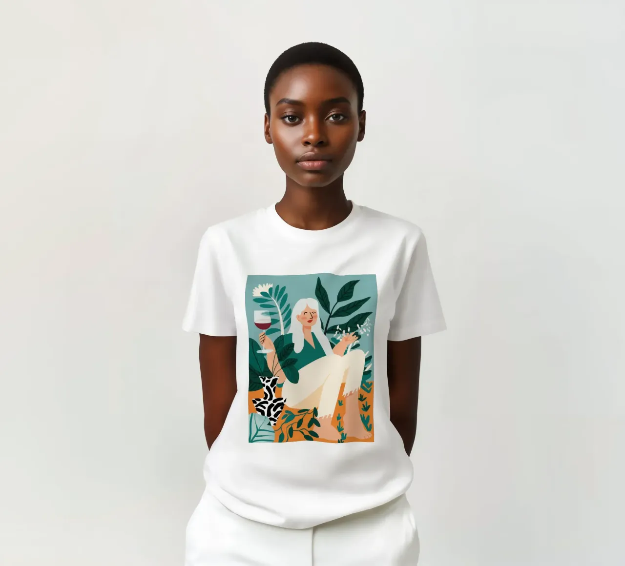 Wine and Patterned Tights t-shirt by Pale Aura