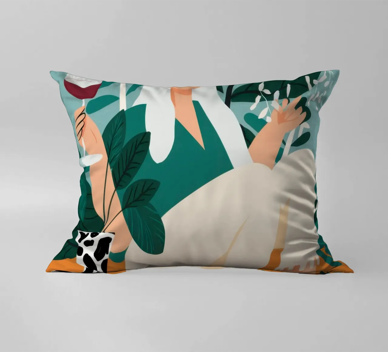 Wine and Patterned Tights decorative cushion by Pale Aura
