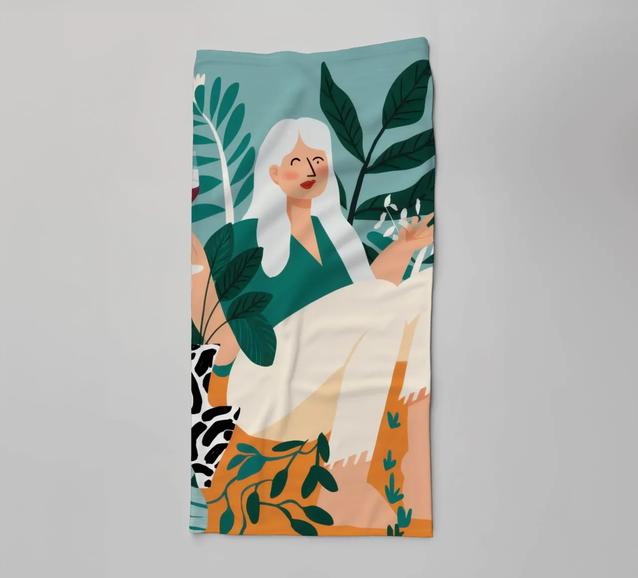 Wine and Patterned Tights towel by Pale Aura