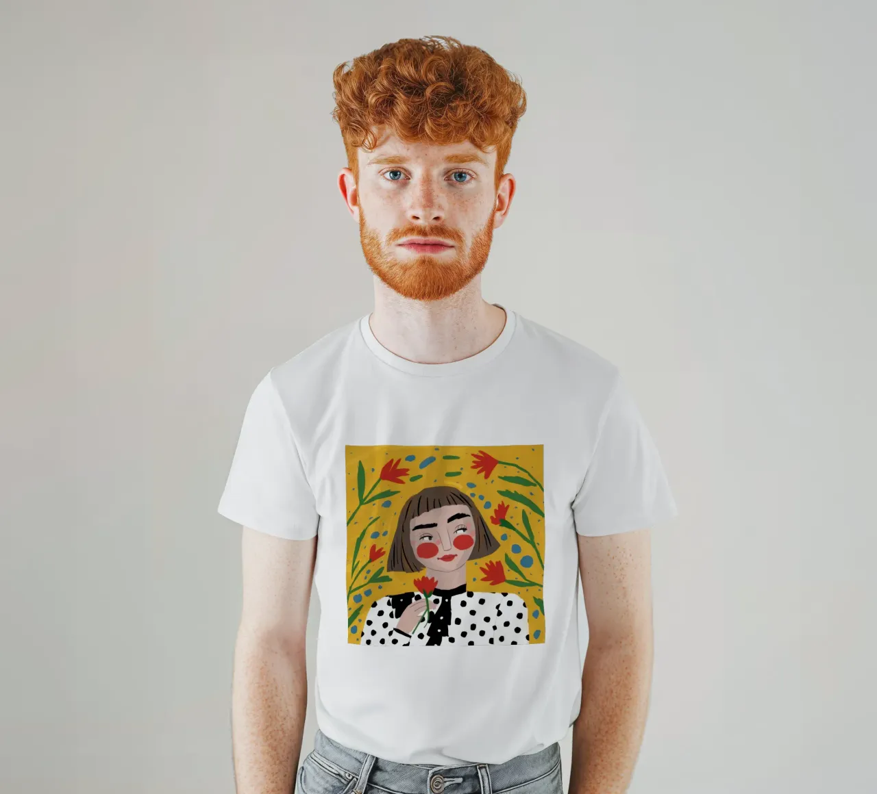 Ritratto floreale a pois t-shirt da Marigold Tiga