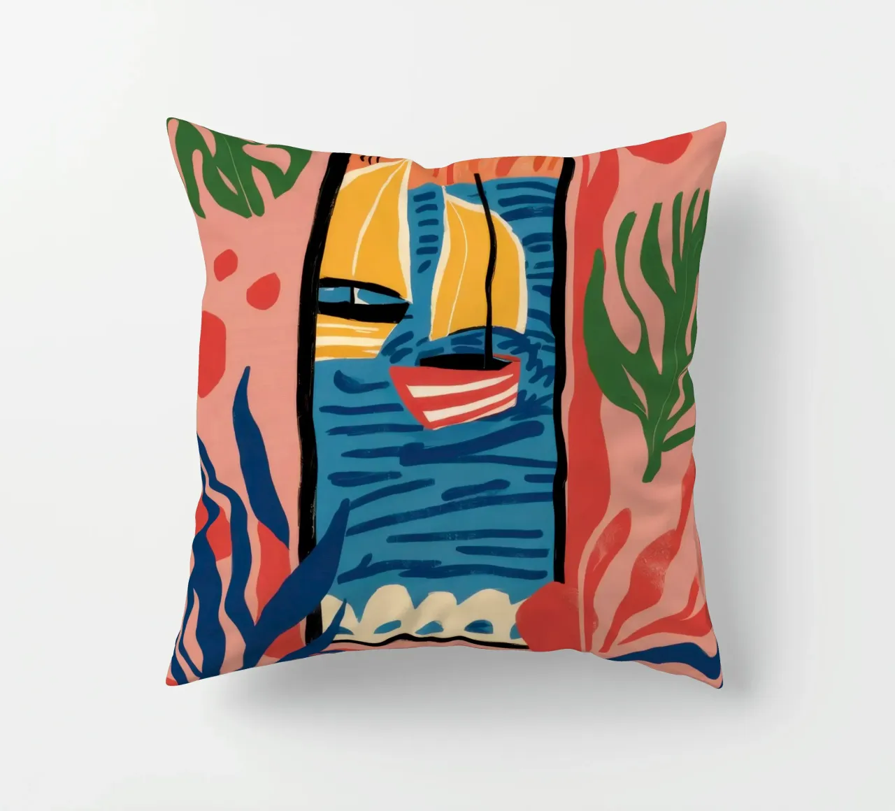Abstract Window View decorative cushion by Pale Aura