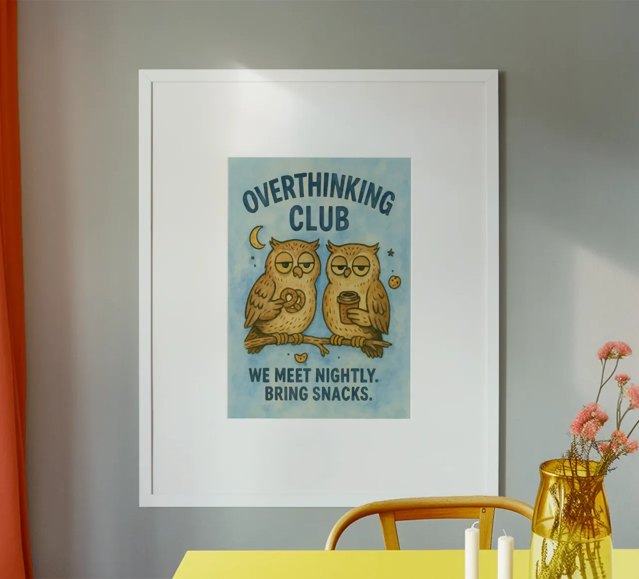 Club dei gufi sovrappensiero poster con telaio in plastica da onerules