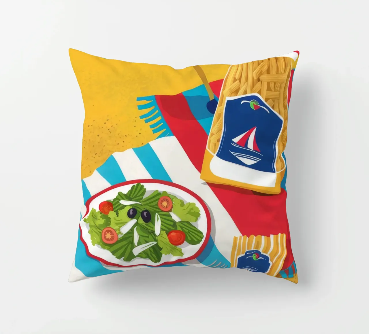 Elementi essenziali per la giornata in spiaggia cuscino da Muse Artworks