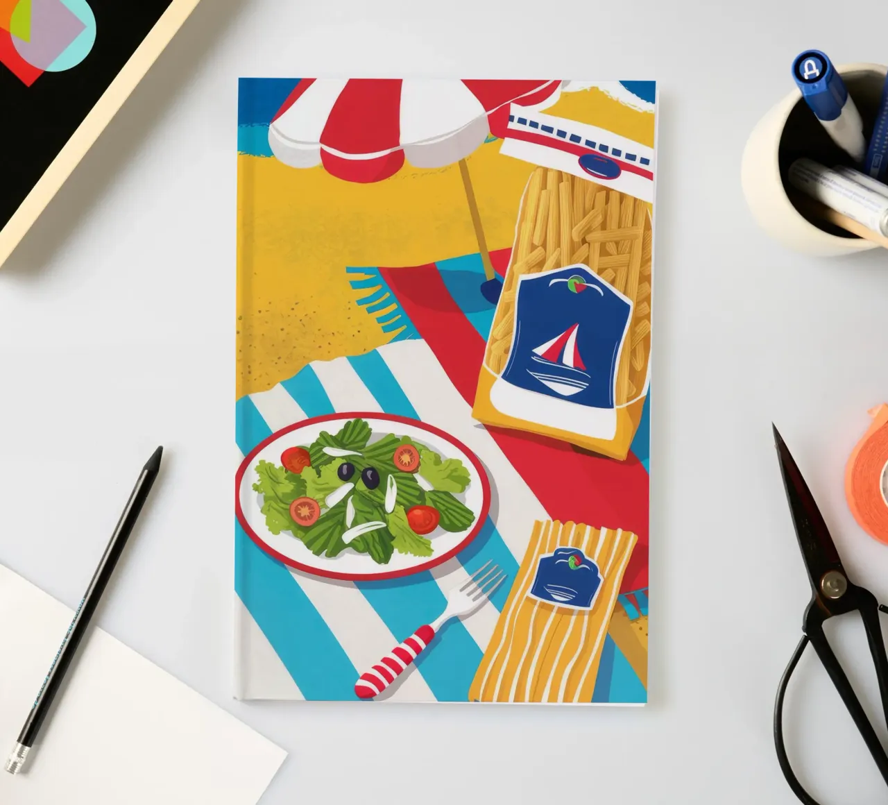 Elementi essenziali per la giornata in spiaggia diario da Muse Artworks