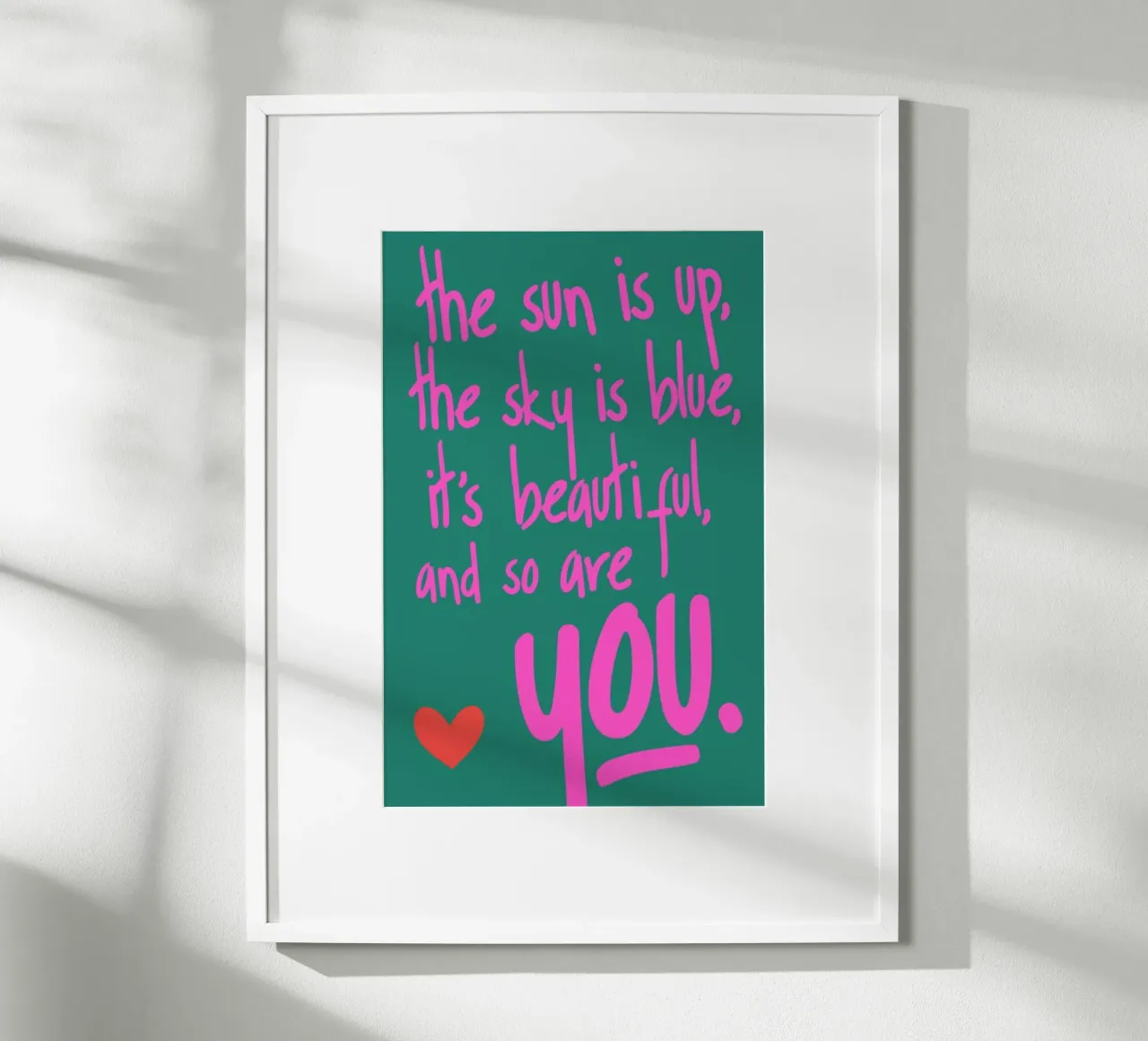 You Are Beautiful poster con telaio in legno da Kubistika