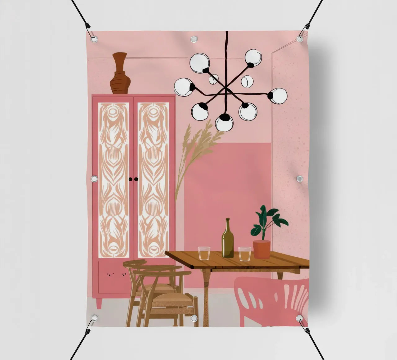 Lampada moderna per camera rosa telo in pvc da Marigold Tiga