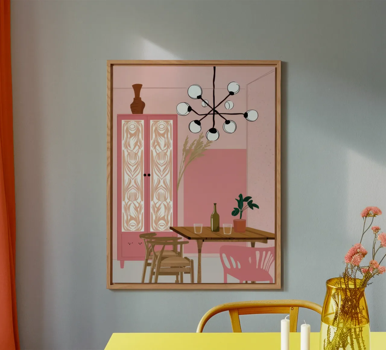 Lampada moderna per camera rosa alluminio dibond da Marigold Tiga
