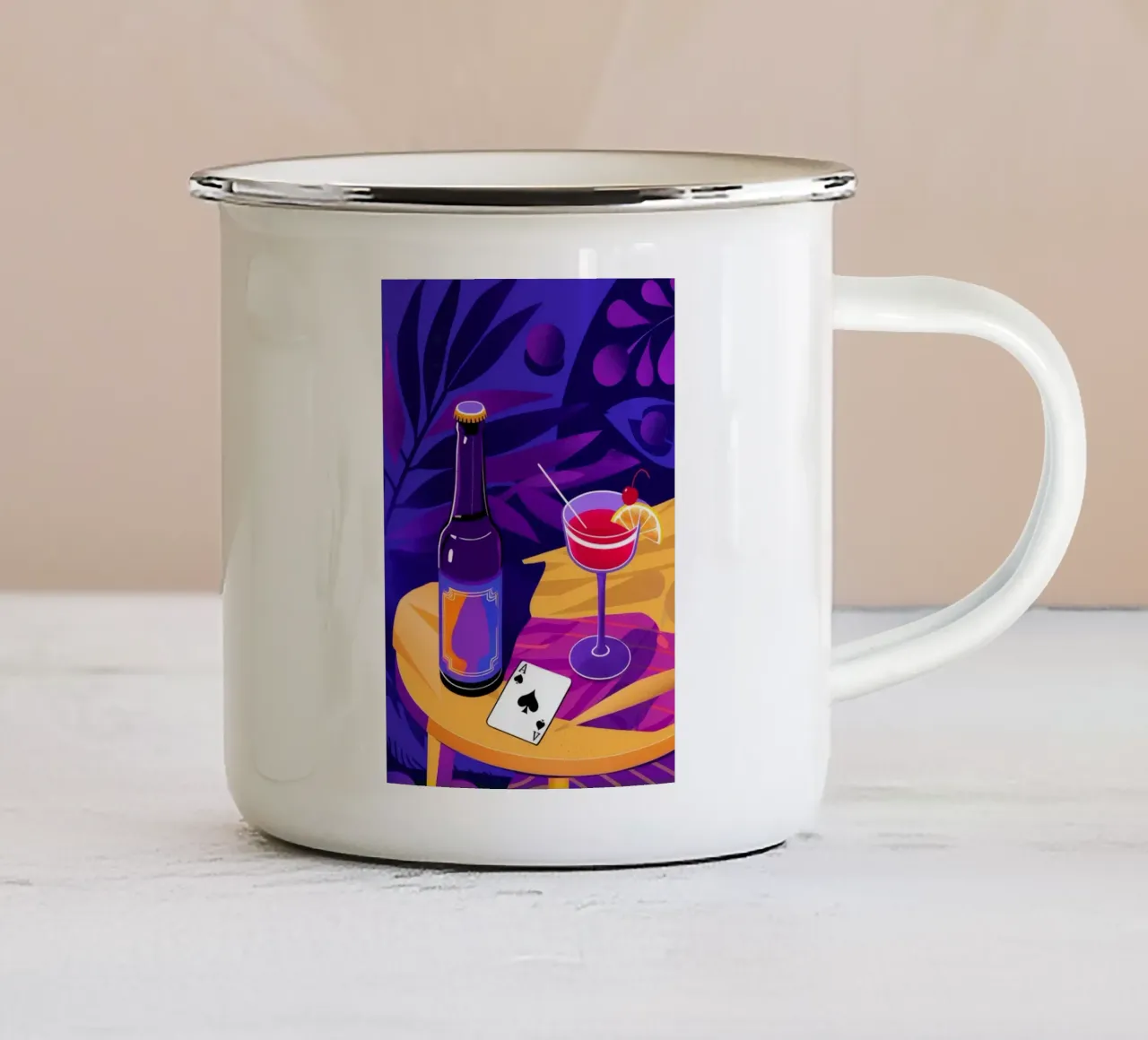 Gioco del vino con le carte da gioco tazza in smalto da Muse Artworks
