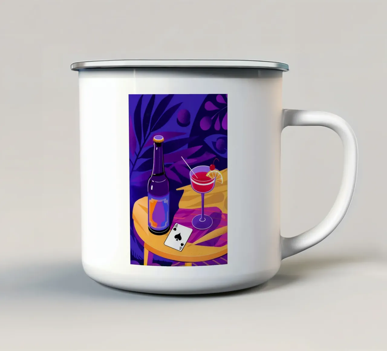 Gioco del vino con le carte da gioco tazza in smalto da Muse Artworks