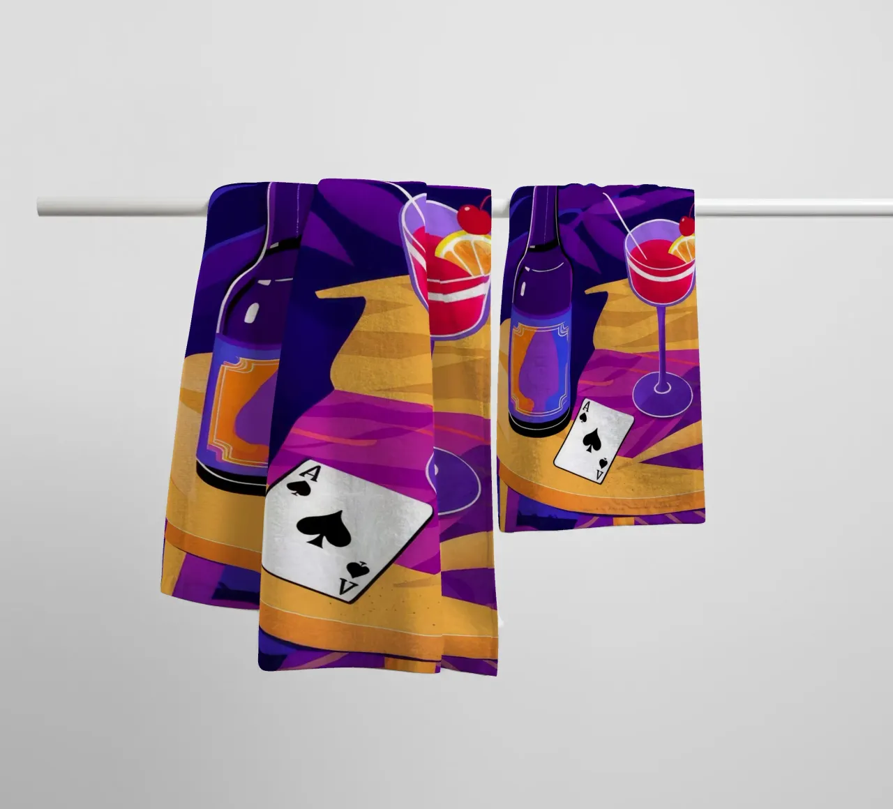Gioco del vino con le carte da gioco asciugamano da bagno da Muse Artworks