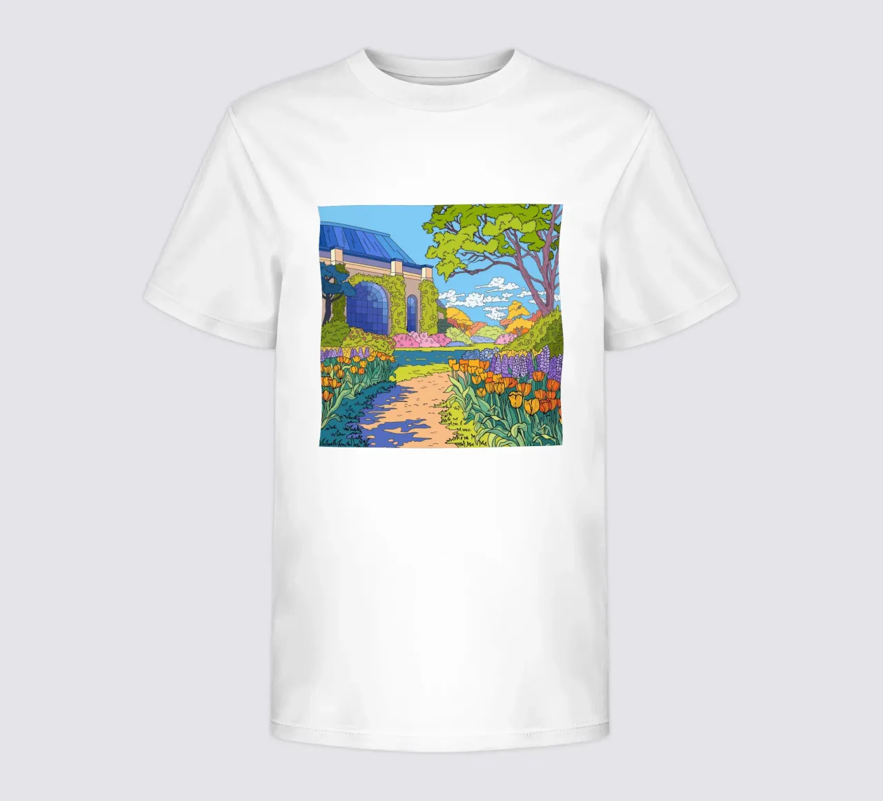 Blumengarten Malerei Kinder T-Shirt von Fanya Art