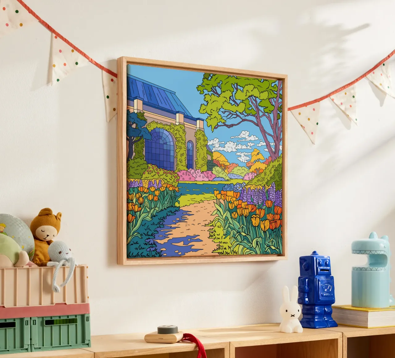 Bloementuin Schilderen canvas van Fanya Art