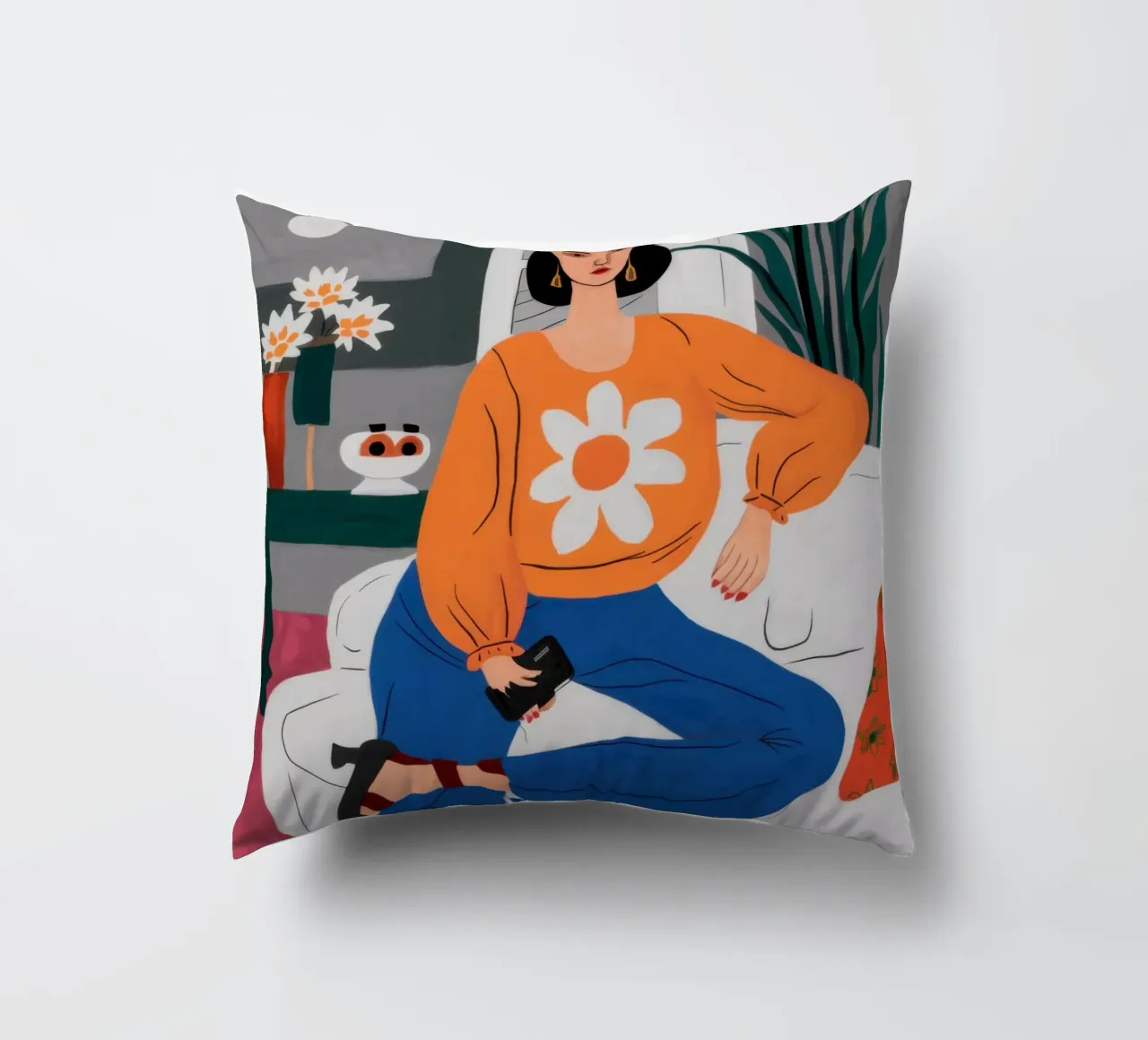 Maglione arancione Daisy cuscino da Pale Aura