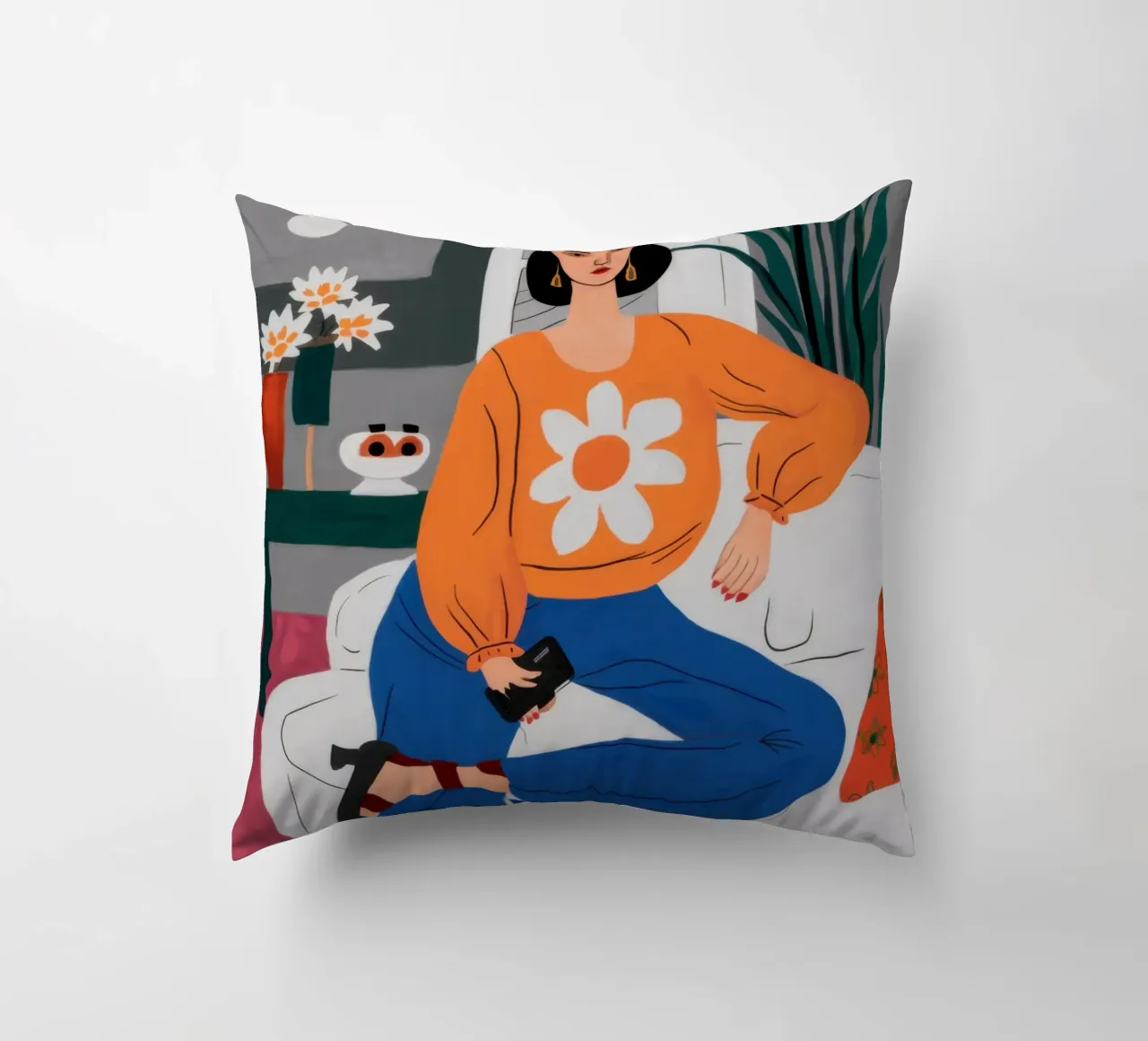 Maglione arancione Daisy cuscino da Pale Aura