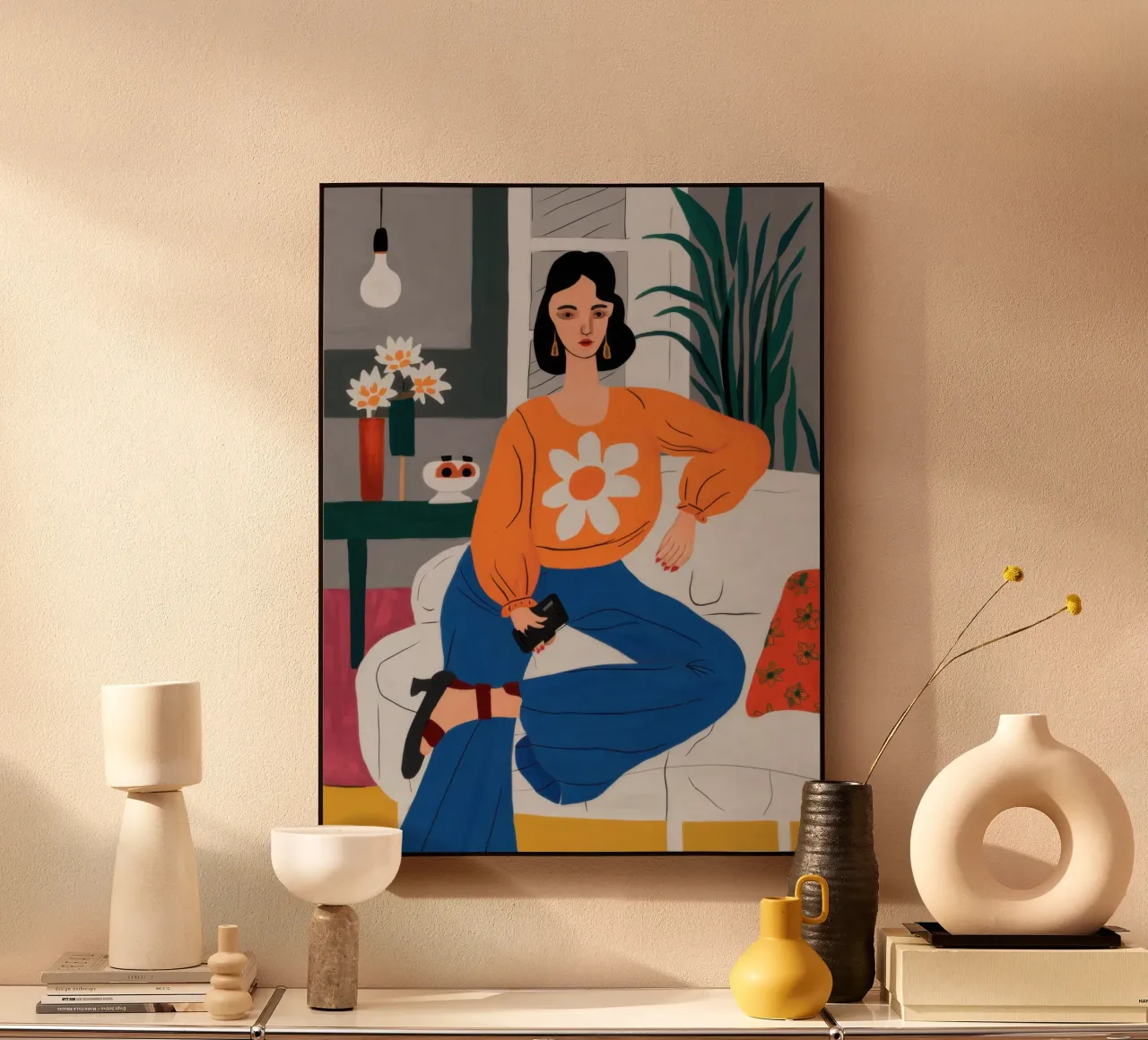 Maglione arancione Daisy alluminio dibond da Pale Aura