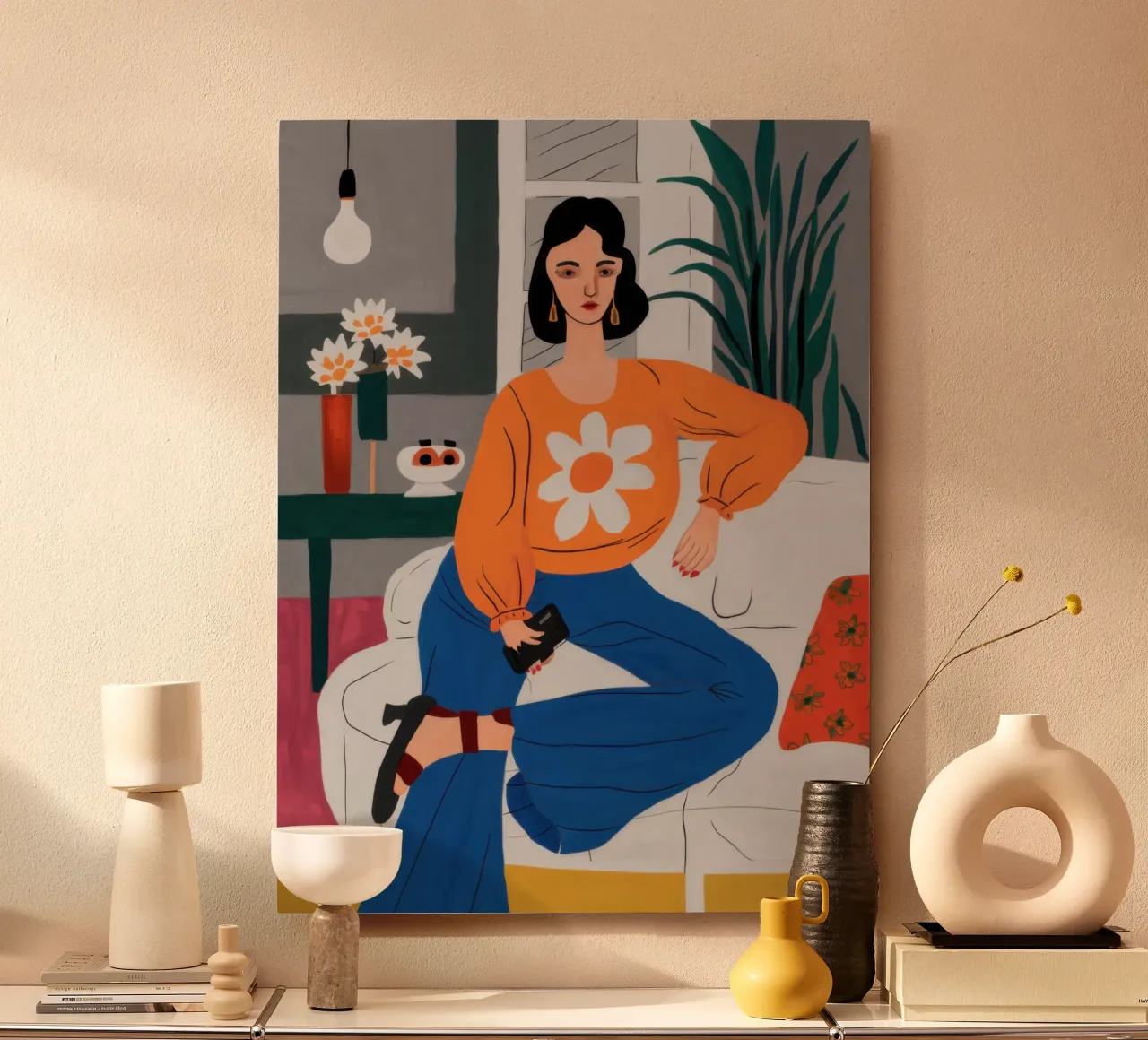 Maglione arancione Daisy alluminio dibond da Pale Aura
