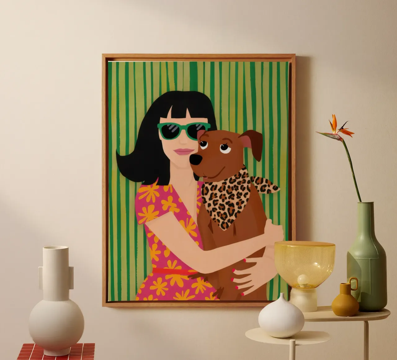 Teckel met luipaardprint canvas van Marigold Tiga
