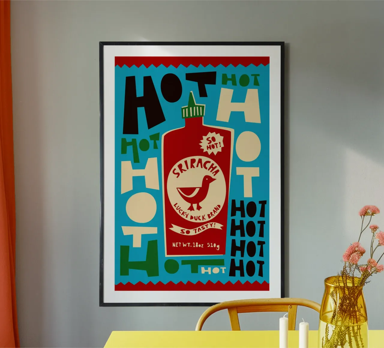 Bottiglia di salsa piccante Sriracha carta hahnemühle da Fox & Velvet