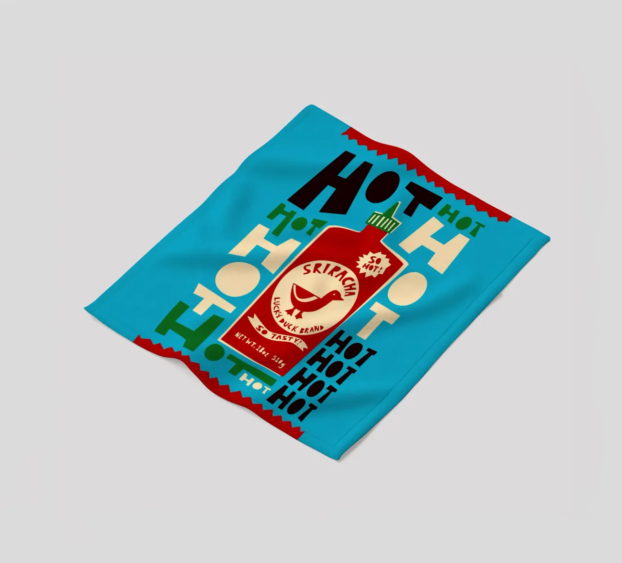 Bottiglia di salsa piccante Sriracha coperta in pile da Fox & Velvet