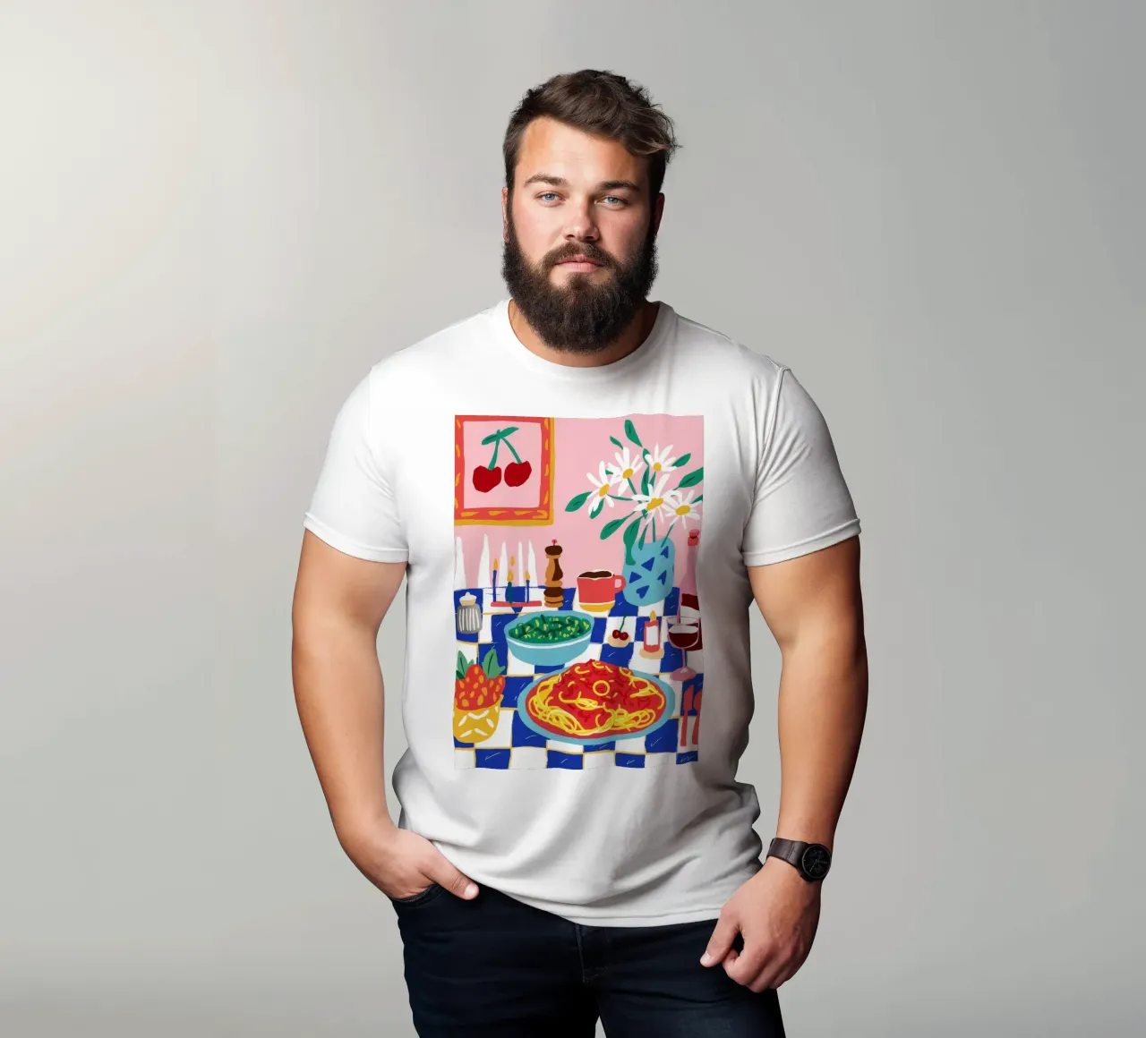 Spaghetti and Lily Dinner t-shirt da Muse Artworks