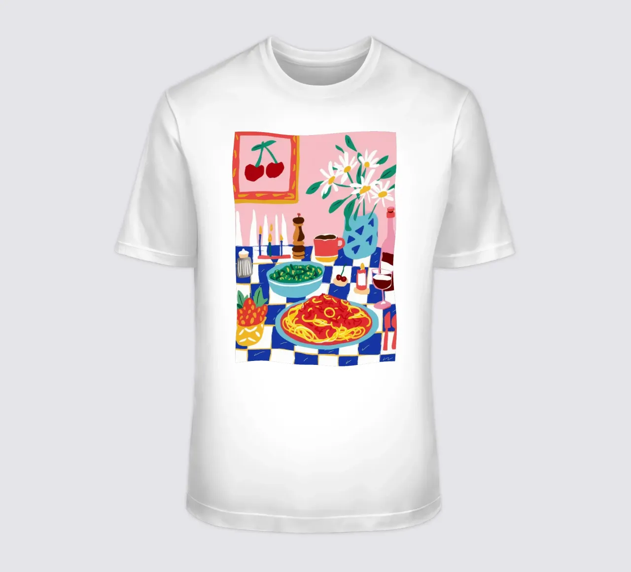 Spaghetti and Lily Dinner t-shirt da Muse Artworks