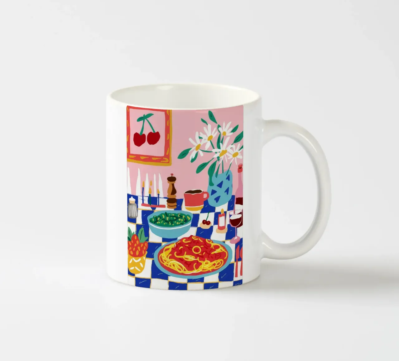 Spaghetti and Lily Dinner tazza in ceramica da Muse Artworks