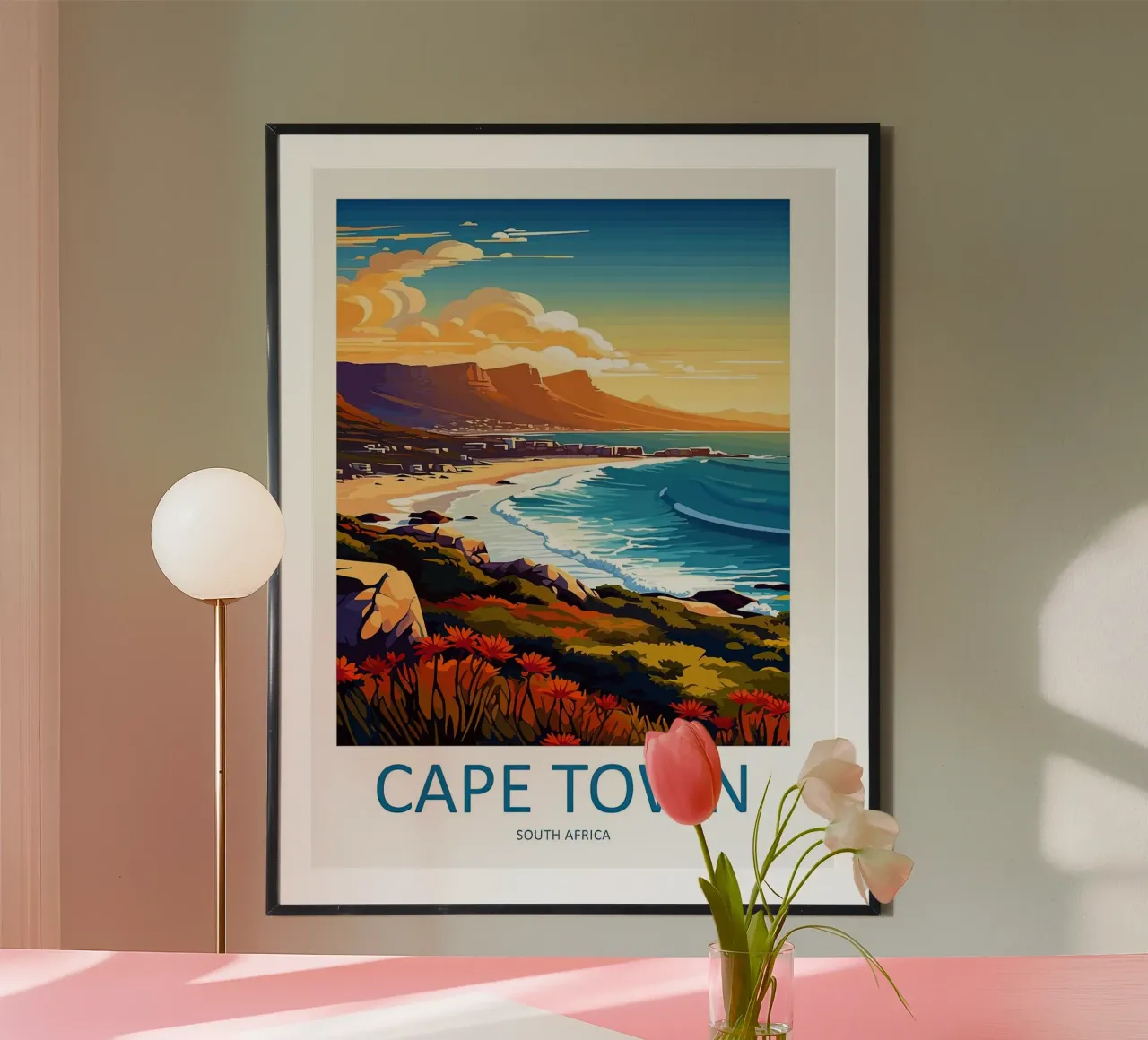 Cape Town South Africa poster with wooden frame by Travel