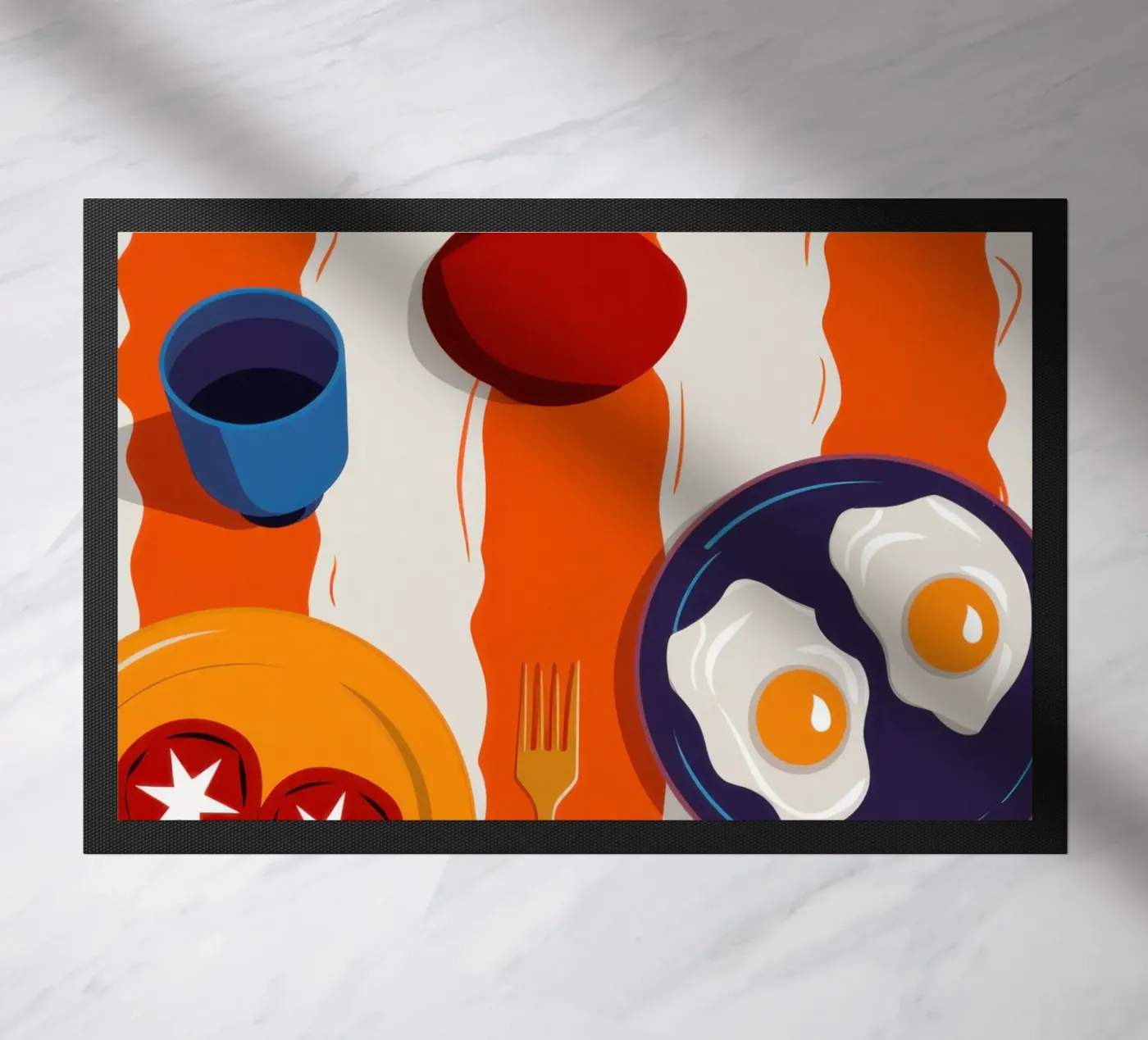 Striped Table Breakfast doormat by Sentinel Glow