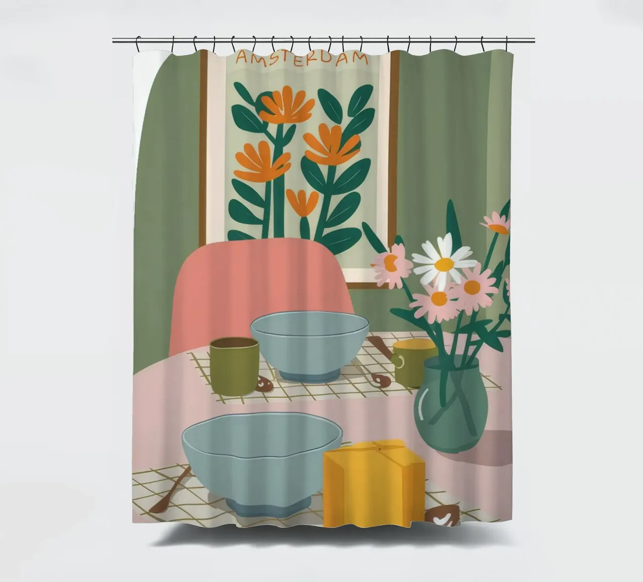 Esstisch Mohnblumen Duschvorhang von Muse Artworks