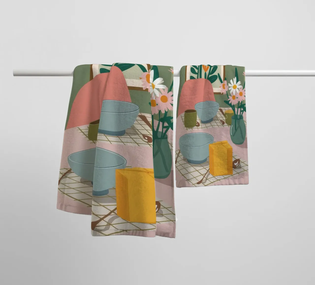 Dining Table Poppies towel by Muse Artworks