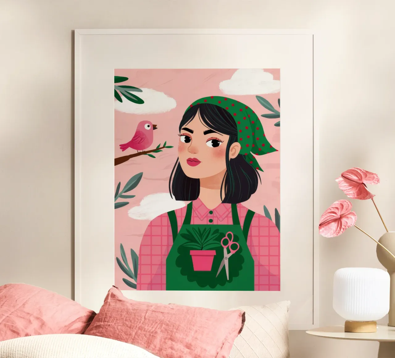 Grembiule verde da giardiniere poster con telaio in plastica da Stone Decade