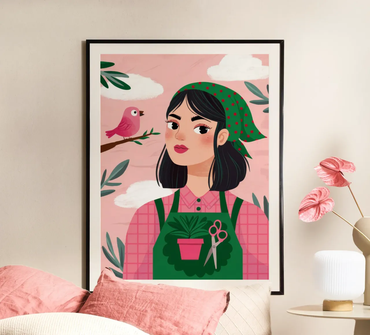 Grembiule verde da giardiniere poster con telaio in plastica da Stone Decade
