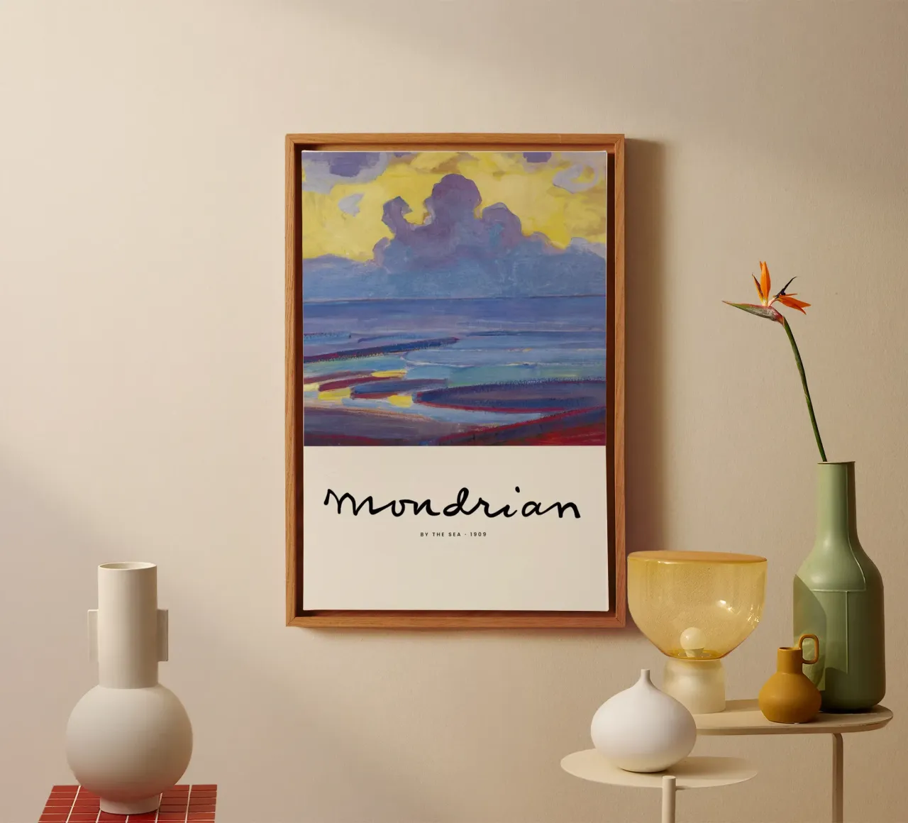 Mondrian – Signed By the Sea tela con Cornice a cassetta da Vintage by JUNIQE