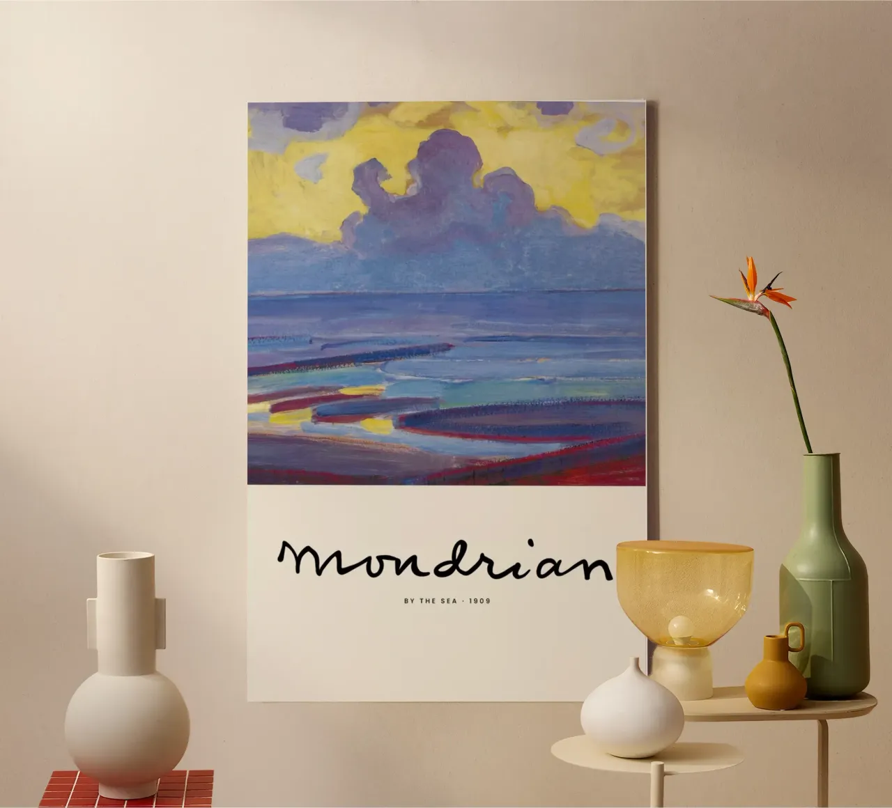 Mondrian – Signed By the Sea tela con Cornice a cassetta da Vintage by JUNIQE