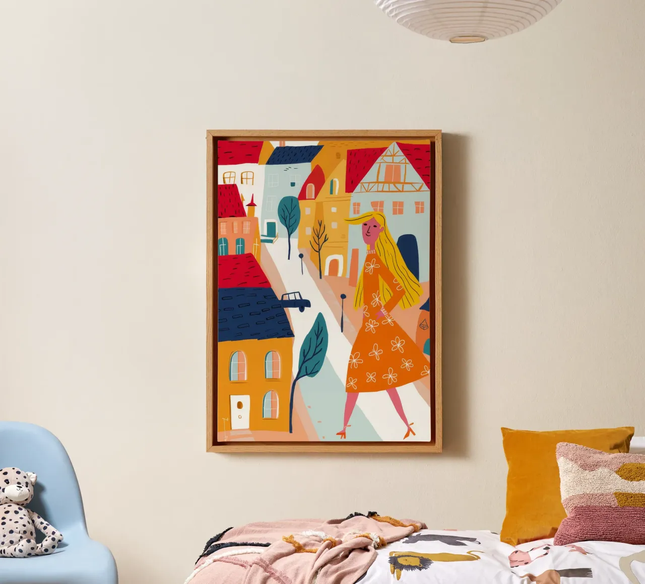 Wandelen in de Europese stad canvas met Baklijst van Muse Artworks