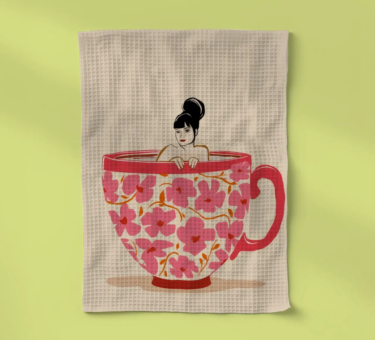 Floral Teacup Dream tea towel by Stone Decade
