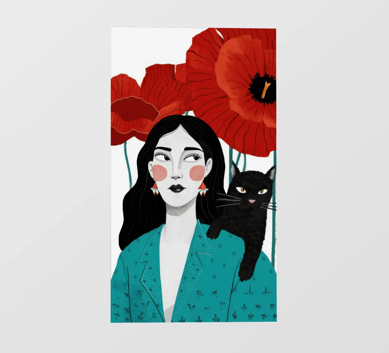 Papavero rosso Gatto nero telo in pvc da Marigold Tiga