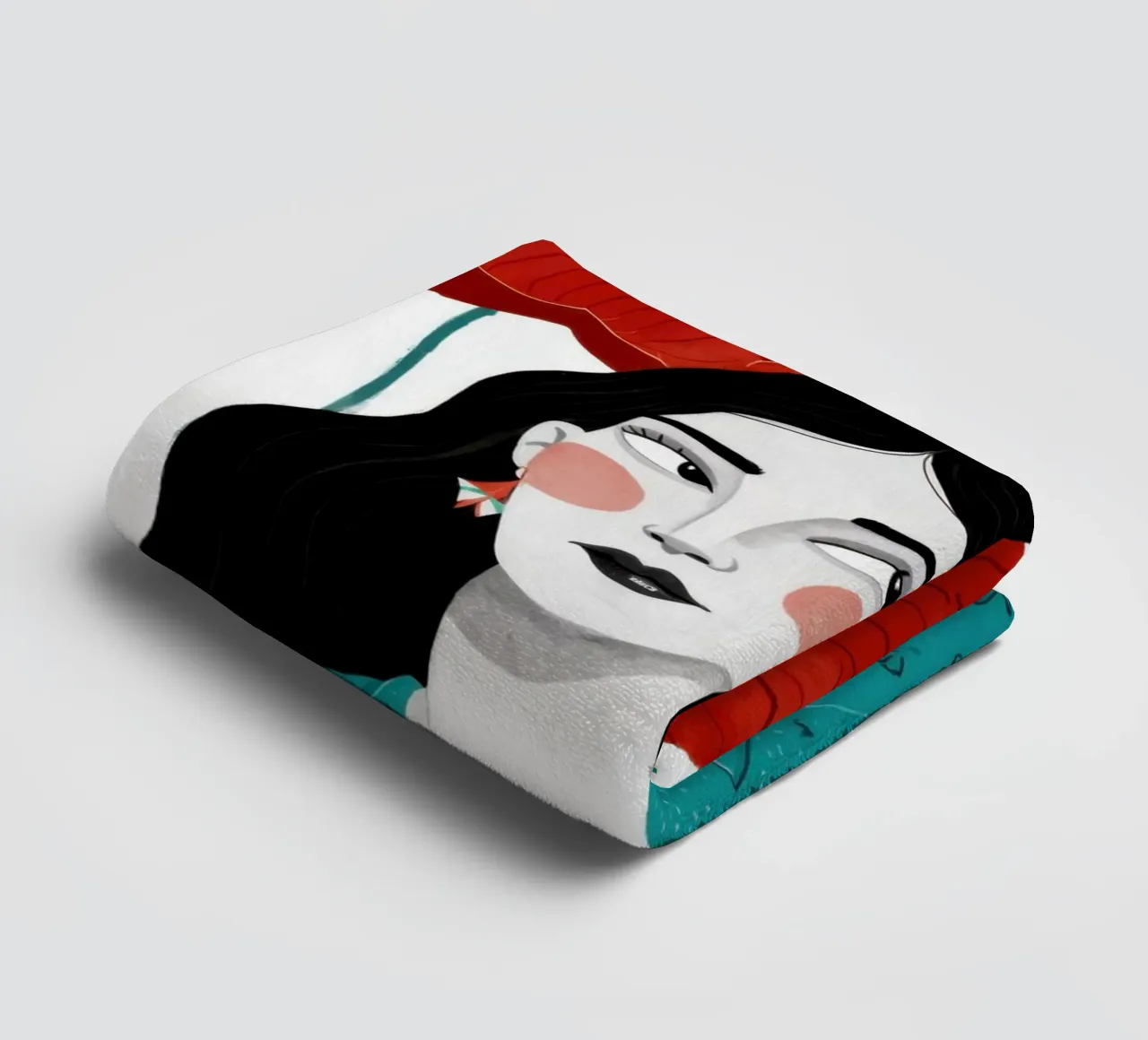 Red Poppy Black Cat towel by Marigold Tiga