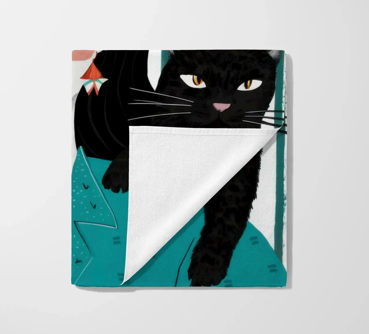 Papavero rosso Gatto nero telo mare da Marigold Tiga