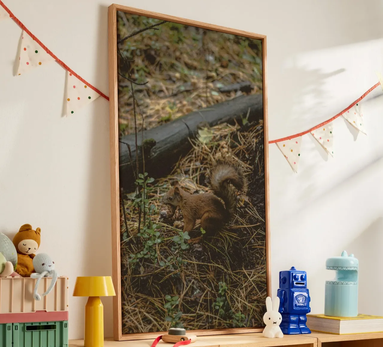 squirrel in forest canvas with Floater frame by animal story home