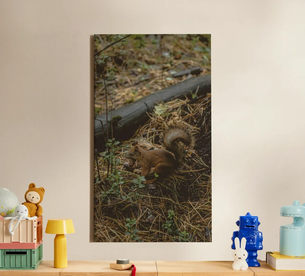 squirrel in forest canvas with Floater frame by animal story home