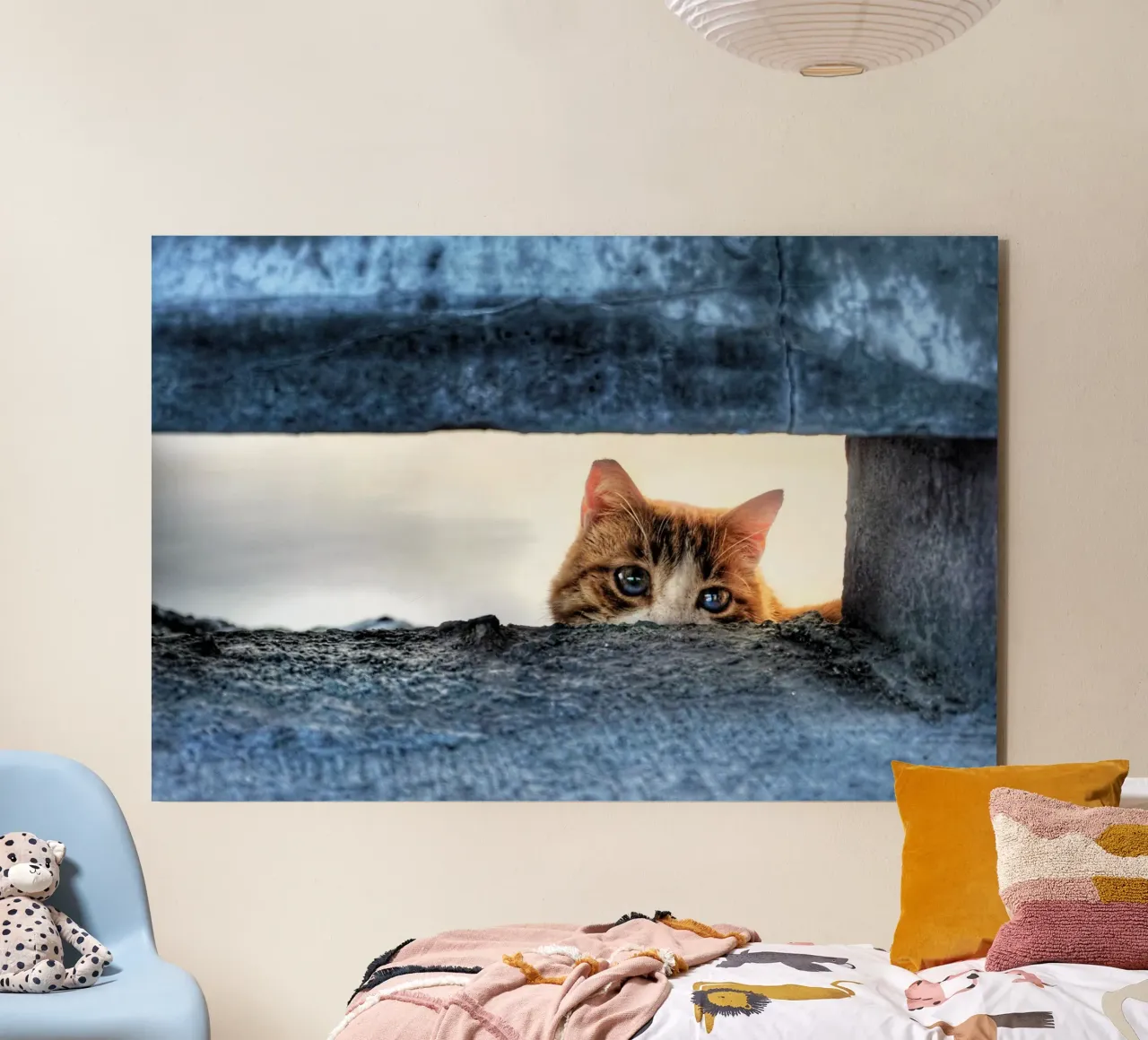 gatto occhi blu alluminio dibond da animal story home
