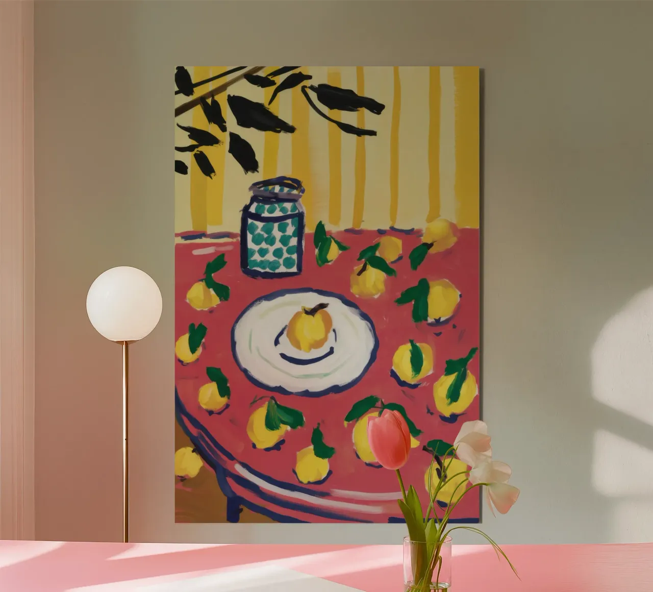 Lemon Jar Blauwe Tafel aluminium-dibond van Sentinel Glow