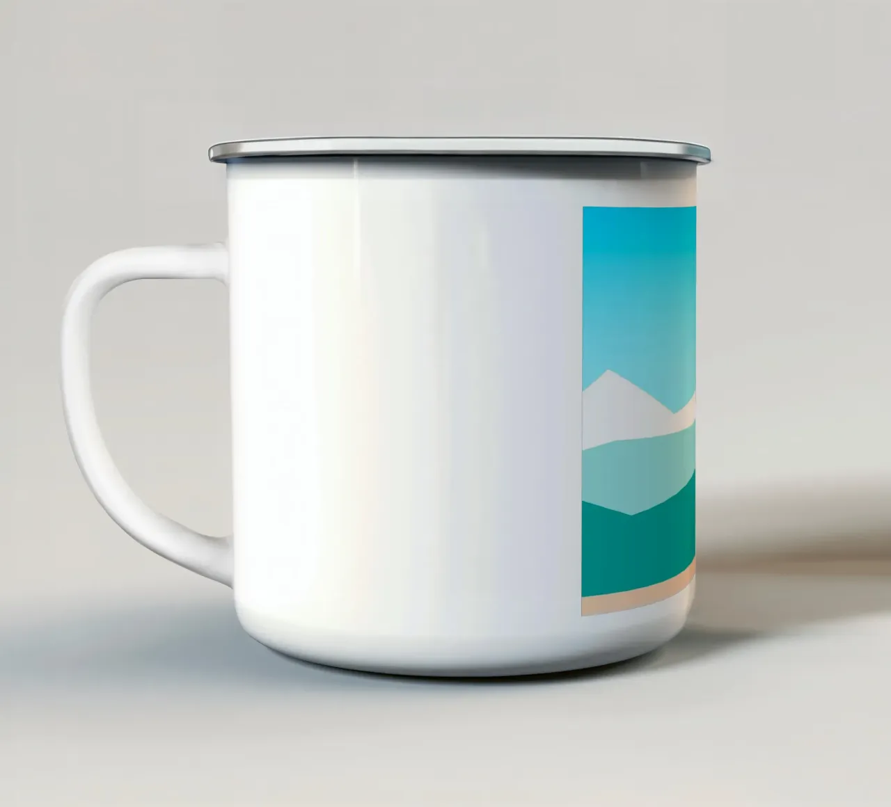 cielo blu geometrico con sole tazza in smalto da pastel color shape